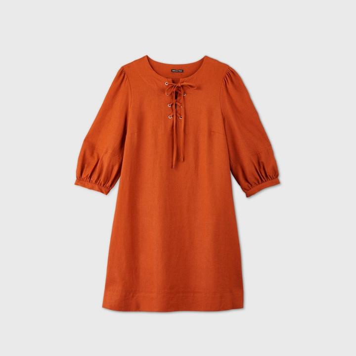 Women's Short Sleeve Lace-up Dress - Who What Wear Brown