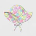 Green Sprouts Baby Girls' Watercolor Flowers Brim Sun Protection Hat - White