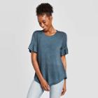 Women's Ruffle Short Sleeve Scoop Neck T-shirt - Knox Rose Blue