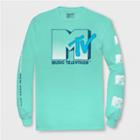 Men's Long Sleeve Mtv Crew T-shirt - Aqua