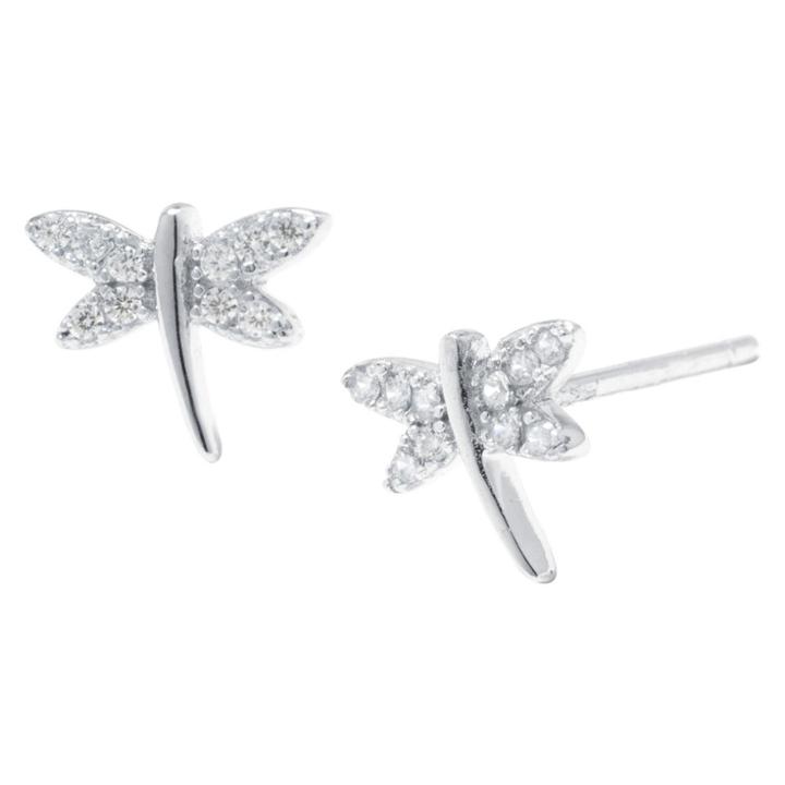 Target Sterling Silver Cubic Zirconia Dragonfly Stud Earrings - Silver/clear, Women's