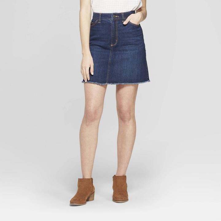 Women's Denim Mini Skirt - Universal Thread Dark Wash