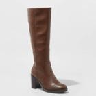 Women's Jayla Heeled Tall Fashion Boots - A New Day Brown