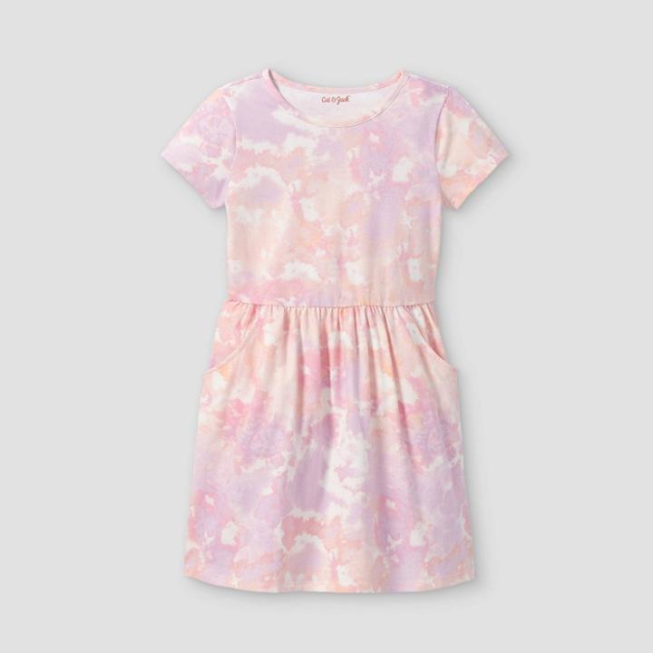 Girls' Printed Short Sleeve Knit Dress - Cat & Jack Pink