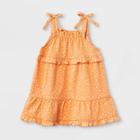 Grayson Mini Baby Girls' Tie Shoulder Dot Dress - Orange Newborn