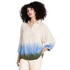 Women's Dip-dye Long Sleeve Button-down Blouse - Rachel Comey X Target Blue/green Xxs