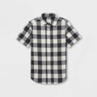Boys' Stretch Woven Short Sleeve Button-down Shirt - Cat & Jack Black/white