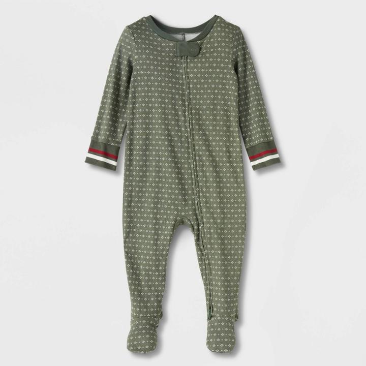 Infant Allover Fleck Long Sleeve Union Suit - Hearth & Hand With Magnolia Green