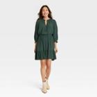 Women's Long Sleeve Folkloric A-line Dress - Knox Rose Green
