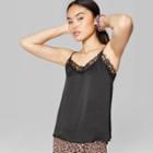 Target Women's Sleeveless V-neck Strappy Lace Trim Cami - Wild Fable Black