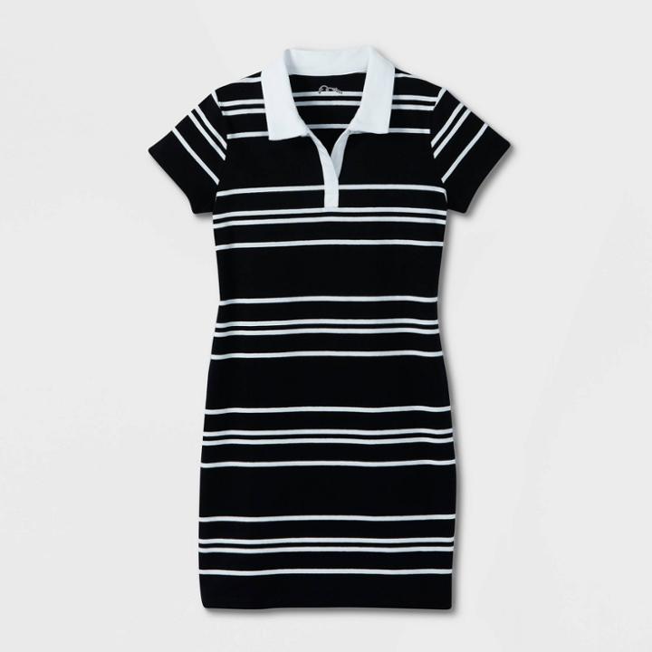 Girls' Polo Dress - Art Class Black/white