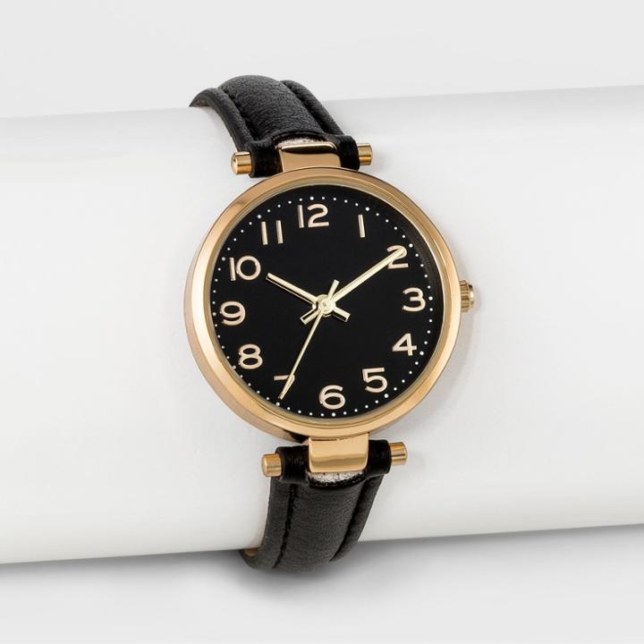 Women's Easy Read Strap Watch - A New Day Black
