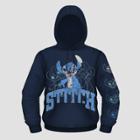 Men's Disney Stitch Hooded Graphic Pullover Sweatshirt - Navy Blue