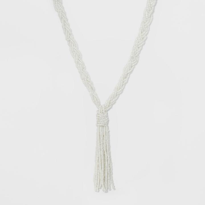Sugarfix By Baublebar Braided Pendant Necklace With Tassel - White, Girl's