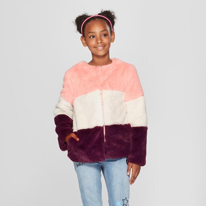 Girls' Faux Fur Jacket - Cat & Jack Pink