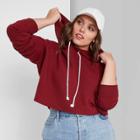 Women's Plus Size Cropped Hoodie - Wild Fable Burgundy