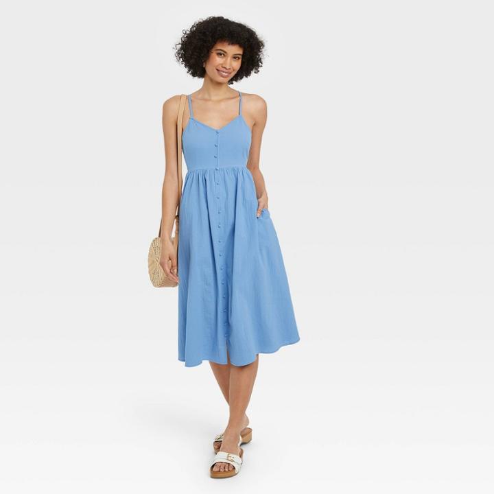 Women's Sleeveless Tie-back A-line Dress - Universal Thread Blue