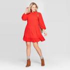 Women's Long Sleeve Crewneck Babydoll Dress - Universal Thread Ojai Ginger