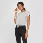 Women's Striped Short Sleeve Grommet Lace-up Detail Top - 3hearts (juniors') Ivory Xl, Black White