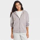 Women's Fleece Zip-up Hooded Sweatshirt - Universal Thread Gray