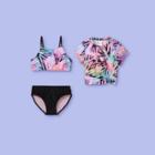 More Than Magic Girls' Tie-dye 3pc Short Sleeve Rash Guard Swimsuit Set - More Than