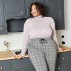 Women's Plus Size Long Sleeve Turtleneck Cozy T-shirt - A New Day Purple