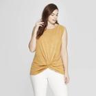 Women's Plus Size Sleeveless Crew Neck Twist Front Tank Top - Universal Thread Gold