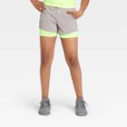 Girls' Double Layer Run Shorts - All In Motion Gray