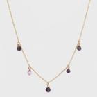 Silver Plated Stone Bead Necklace & Earring Set - A New Day Purple/gold, Girl's