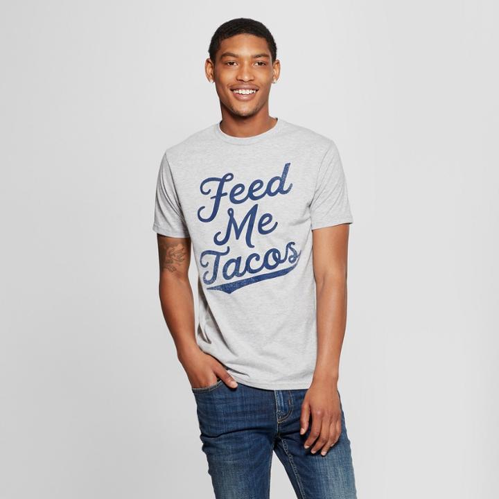 Men's Short Sleeve Feed Me Tacos Graphic T-shirt - Awake Heather Gray