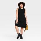 Women's Plus Size Knit Tank Dress - A New Day Black