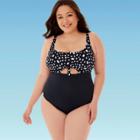 Women's Plus Size Slimming Control Peek A Boo Cut Out One Piece Swimsuit - Beach Betty By Miracle Brands Black 1x, Women's,