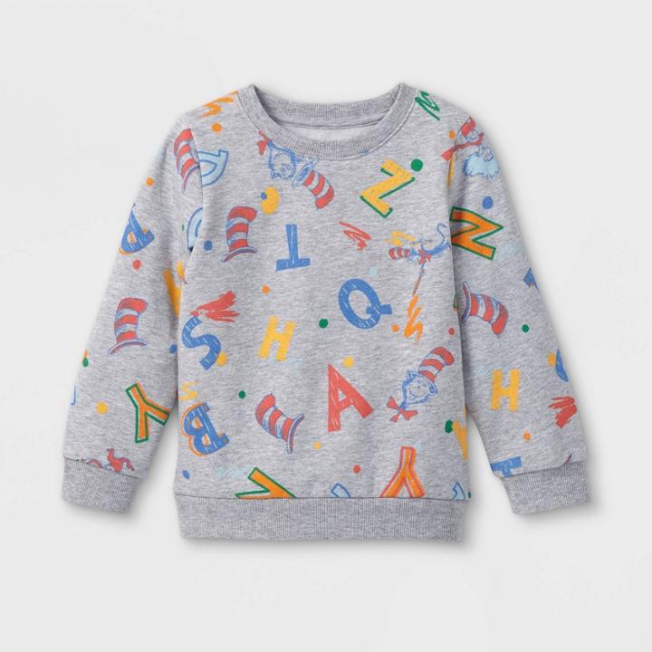Dr. Seuss Toddler Boys' Dr.seuss Sweatshirt - Gray