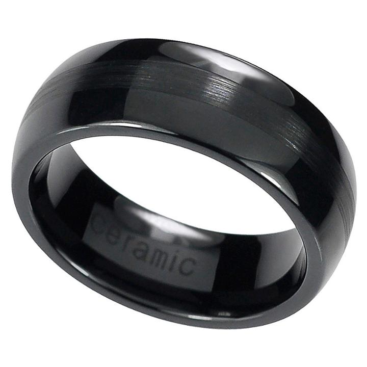 Men's Daxx Brushed Center Band In Ceramic - Black