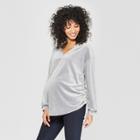 Maternity Velour Side Ruched V-neck Pullover - Isabel Maternity By Ingrid & Isabel Gray