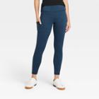 Women's High Waisted Stash Pocket Leggings - A New Day Blue