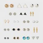 Stone With Bar And Triangular Icons Multi Earring Set 18ct - Wild Fable,