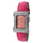 Target Peugeot Women's Leather Strap With Crystal Dial Watch - Pink