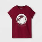 Girls' 'swan Snow Globe' Short Sleeve Graphic T-shirt - Cat & Jack Berry Red