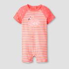 Baby Girls' Short Sleeve Flamingo One Piece Swimsuit - Cat & Jack Coral