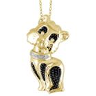 Target Women's Sterling Silver Accent Round-cut White Diamond Pave Set Cat Pendant - Yellow