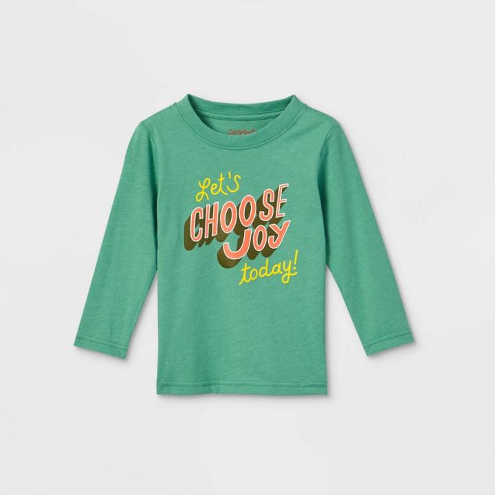 Toddler Boys' 'let's Choose Joy Today' Graphic Long Sleeve T-shirt - Cat & Jack Light Green