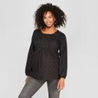 Maternity Long Sleeve Lace Babydoll Top - Isabel Maternity By Ingrid & Isabel Black
