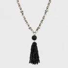 Sugarfix By Baublebar Crystal Beaded Tassel Pendant Necklace - Black, Girl's