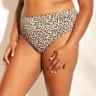 Women's Plus Size Ribbed High Leg High Waist Bikini Bottom - Xhilaration Animal Print