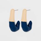 Enamel With Organic Shaped Hoop Earrings - A New Day Blue