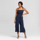 Women's Smocked Tie Strap Jumpsuit - Le Kate (juniors') Blue
