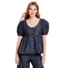 Women's Puff Sleeve Button-down Top - Kika Vargas X Target Indigo Xxs, Blue