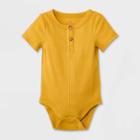 Baby Boys' Rib Henley Short Sleeve Bodysuit - Cat & Jack Mustard Yellow
