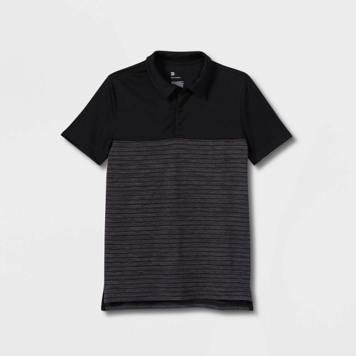 Boys' Striped Golf Polo Shirt - All In Motion Black